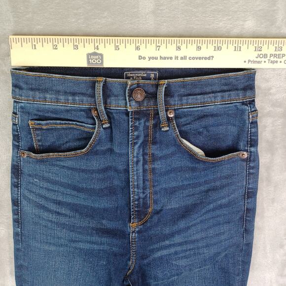 Abercrombie & Fitch Jeans Womens W26/2 Blue Ultra High Rise Super Skinny Raw Hem - Picture 6 of 11